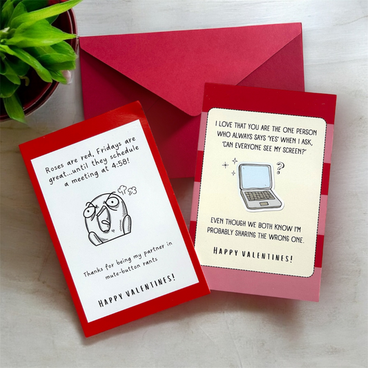 Funny Valentines Cards for Co Workers (Set of 2)